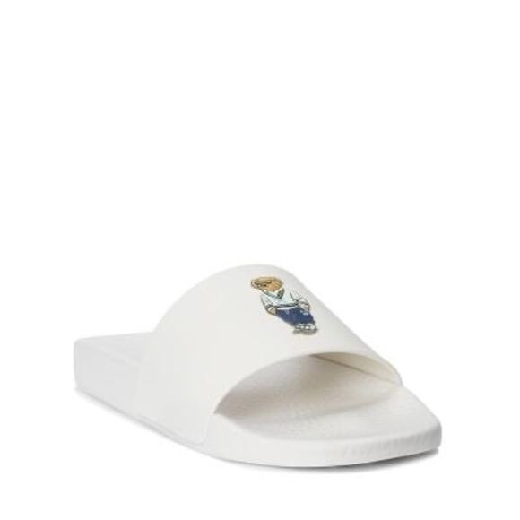 Ralph Lauren Polo Bear White Slides Mens Size 13 - Picture 1 of 7